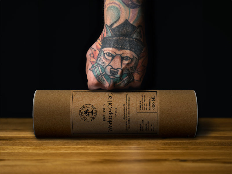 OLI-NATURA Worktop-Oil 2C High-Solid Arbeitsplattenöl im 600 ml 2K-System für Holzarbeitsplatten