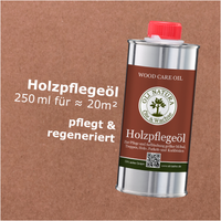 Das Holzpflegeöl frischt geölte Oberflächen wieder auf und erneuert die Schutzwirkung