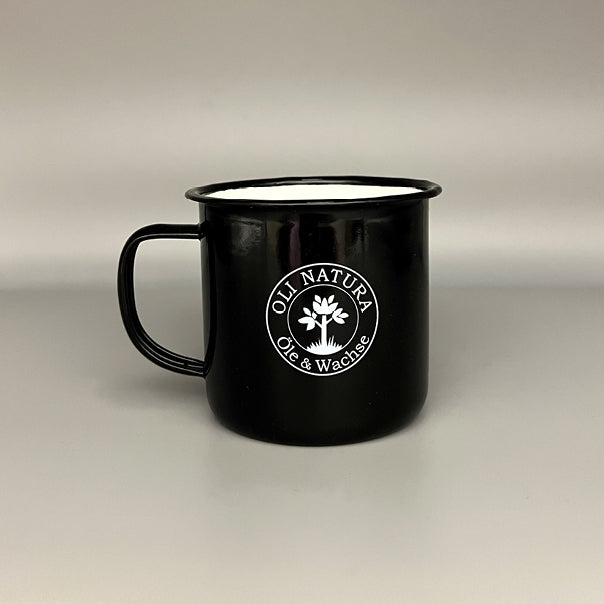 Retro-emaille mok met OLI-logo